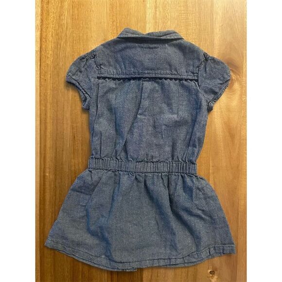 Jacadi Paris Girls' Blue Denim Knee Length Dress Size 3 Short Sleeve - Picture 4 of 4